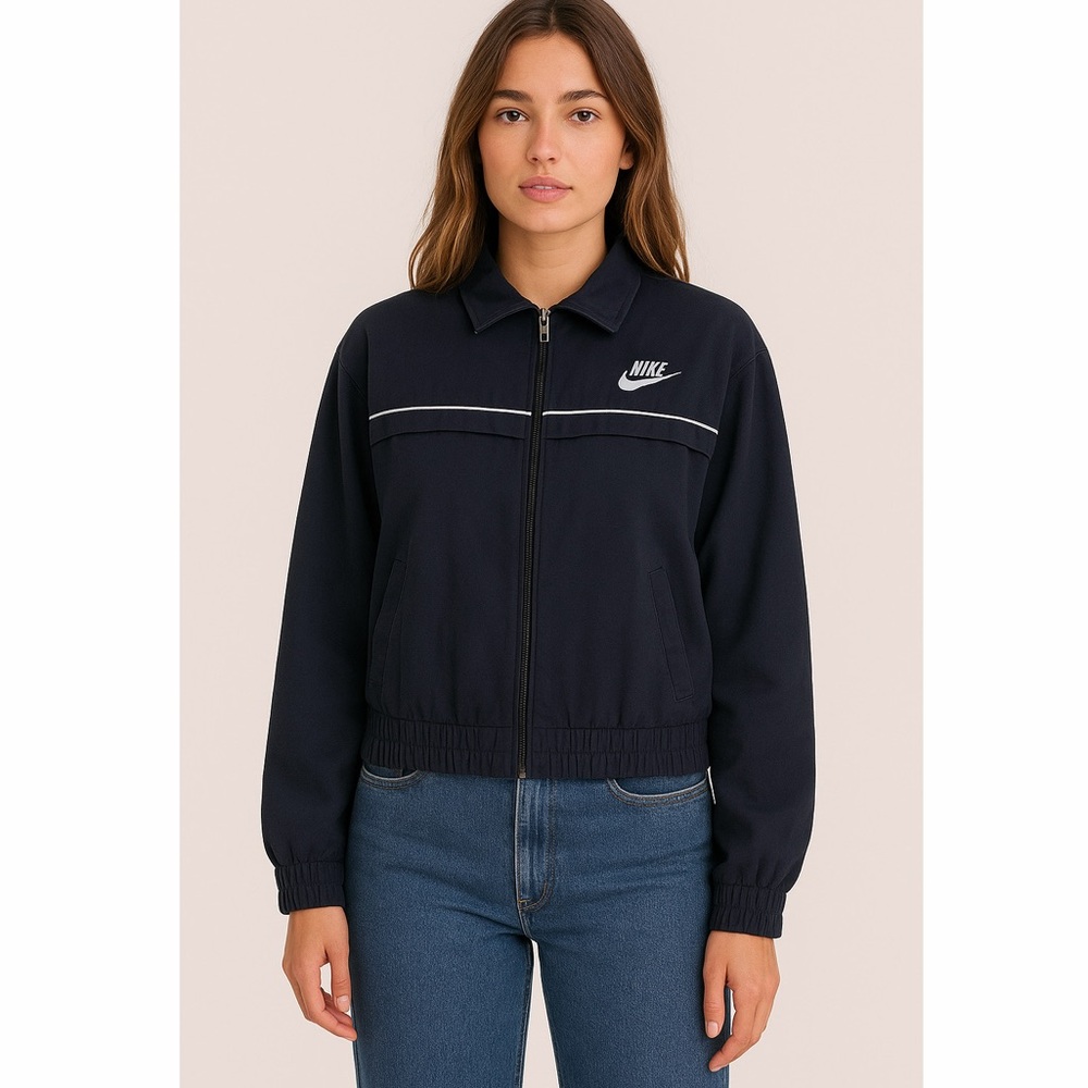 Nike Sportswear Full Zip Up Mock Neck Retro Style Throwback Design Track Jacket